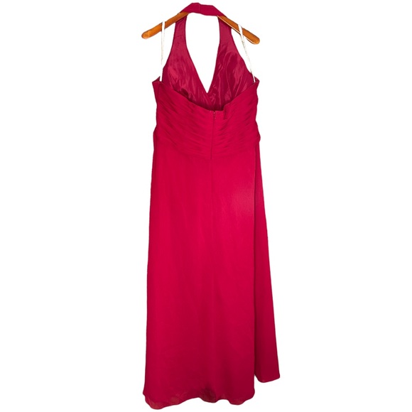 David’s Bridal Chiffon Halter Dress Red Apple Size 20 - Picture 2 of 8